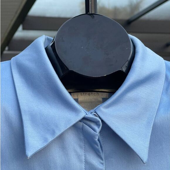 Worthington Woman Strech Vintage Light Blue Mid Length Trench Coat Size 24 Plus - Picture 6 of 12
